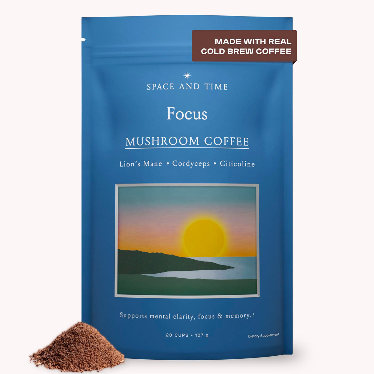 Mushroom Coffee, 20 Cups of Focus, Productivity & Clean Energy, Instant Mushroom Coffee with Lions Mane, Cordyceps and L-Theanine