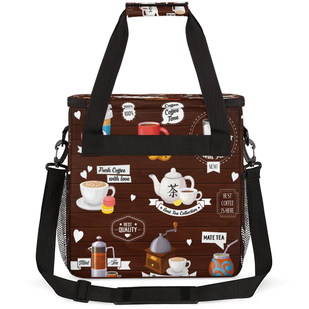 FengQuGou Coffee Culture Maker Carring Bag Cafe Travel Carrying Storage Tote Compatible with Keurig K-Mini or Plus Portable Single Serve Brewer Case Pockets for K-cup Pods