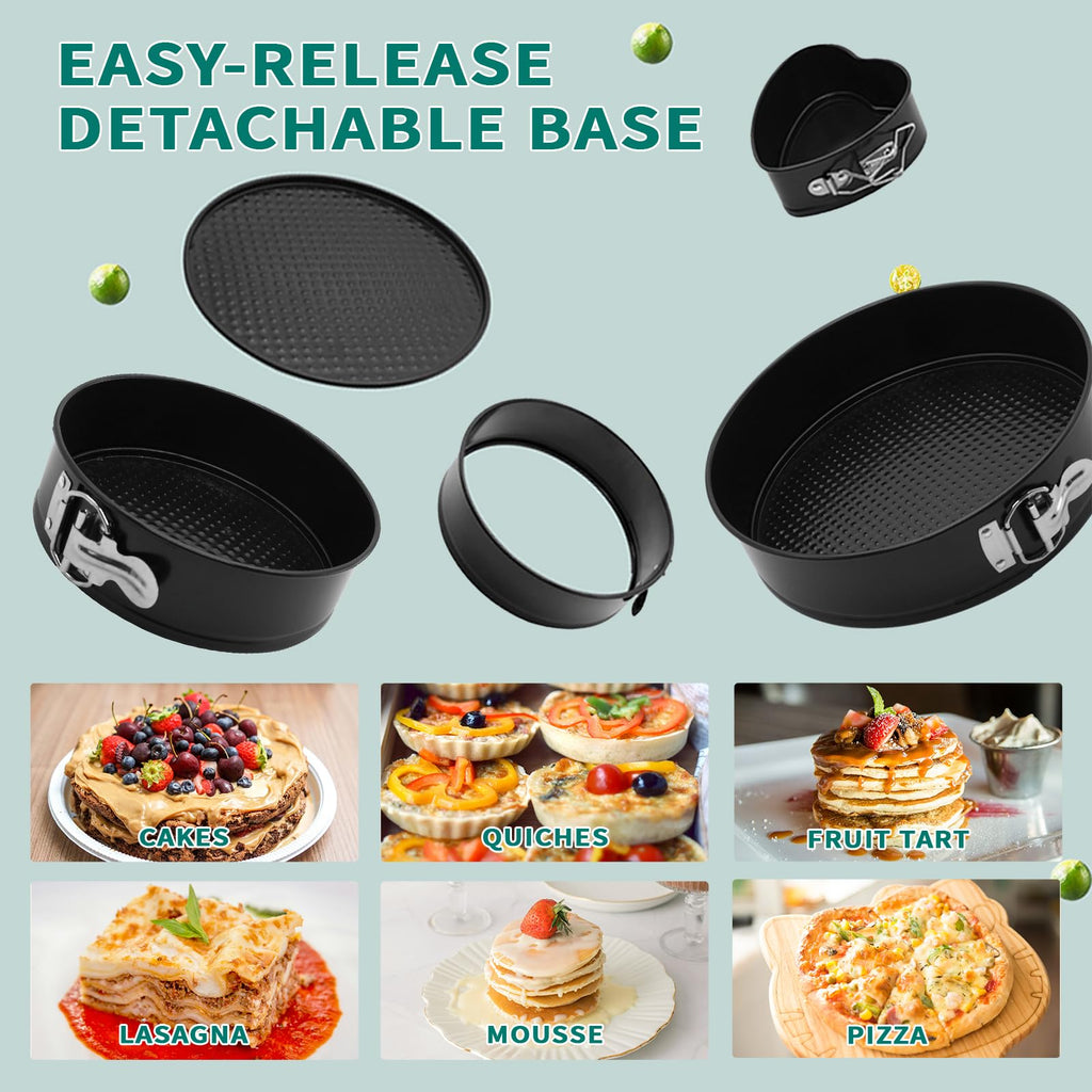 SHIKORI Cake Pan Set for Baking, Non-Stick Springform Pans Set of 4