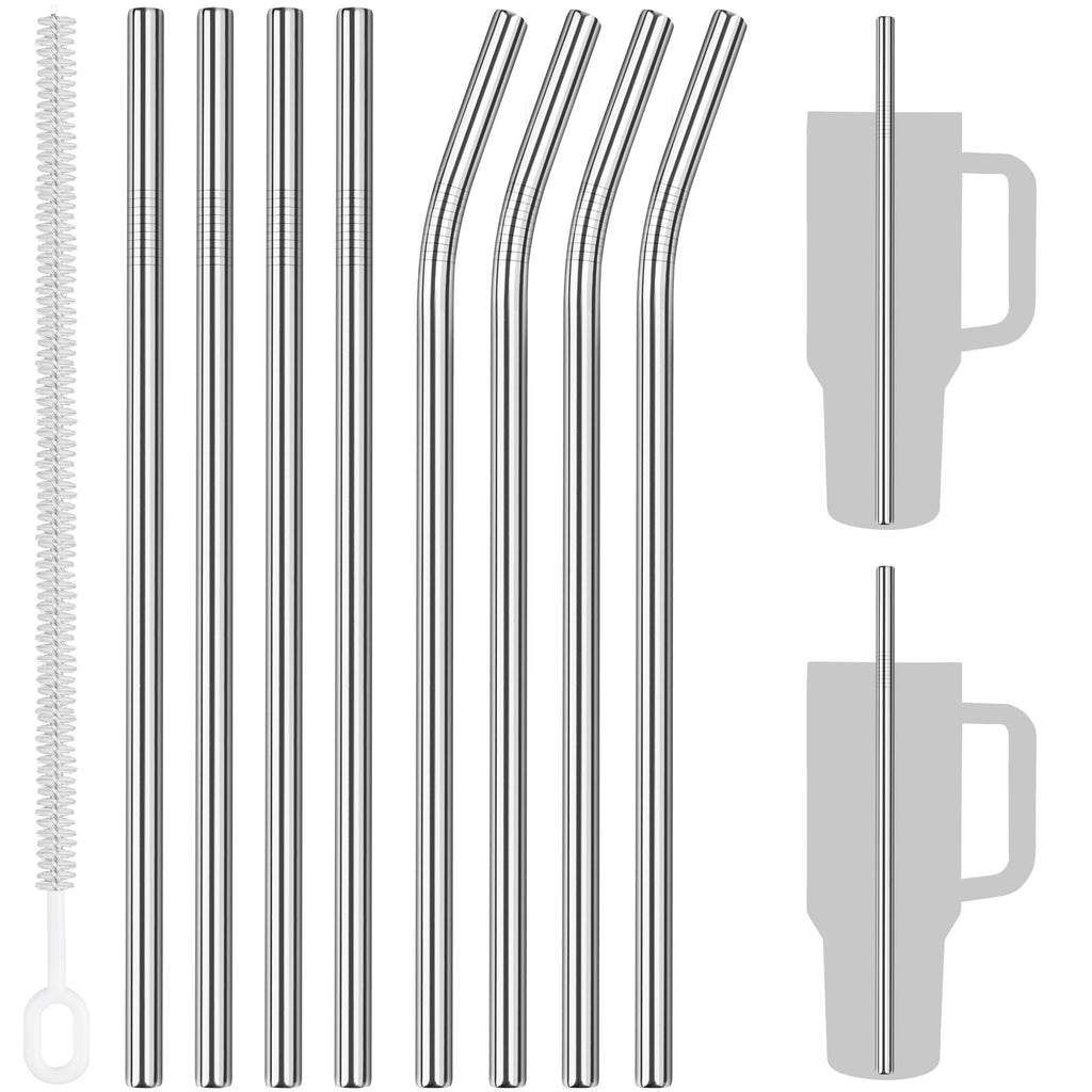 Tomorotec 8PCS Stainless Steel Straws Fit for 40oz Stanley Tumblers, Silver