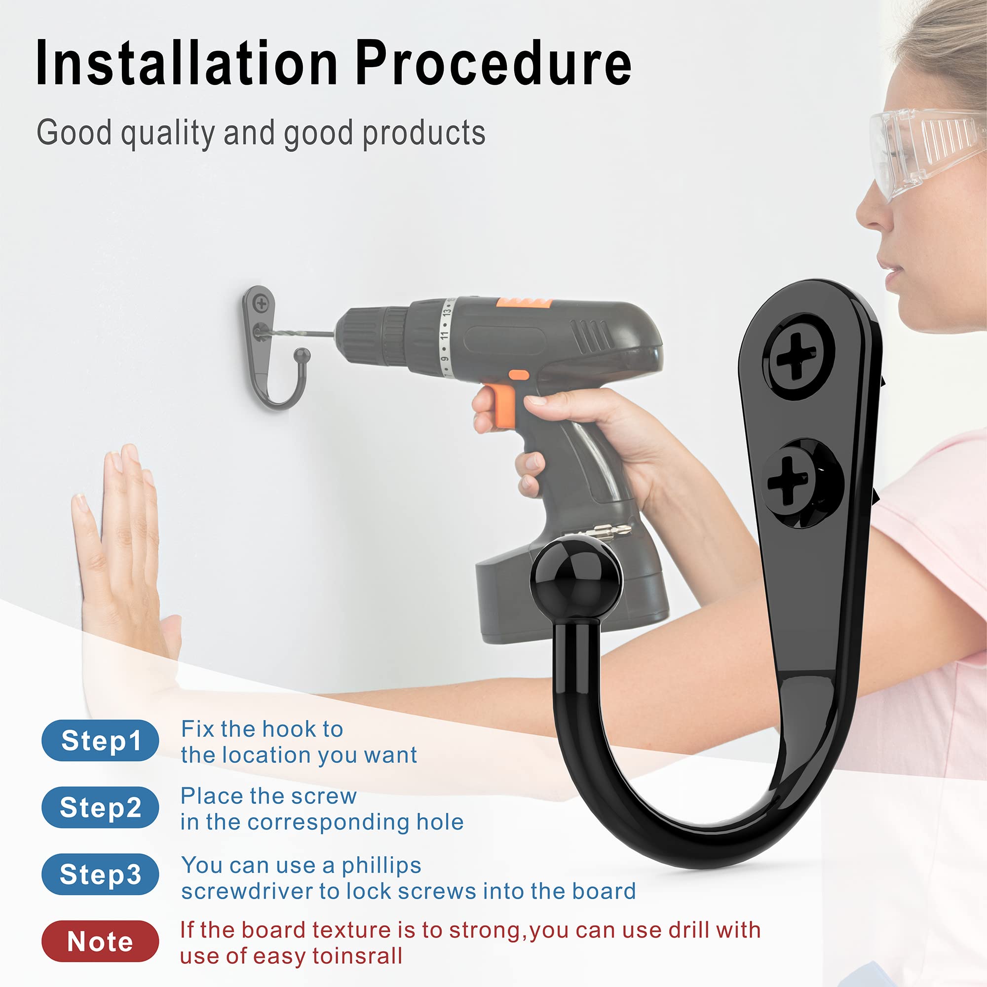 PRIGVOT 15-Pack Black Wall Mount Hooks for Hanging Coats & Towels