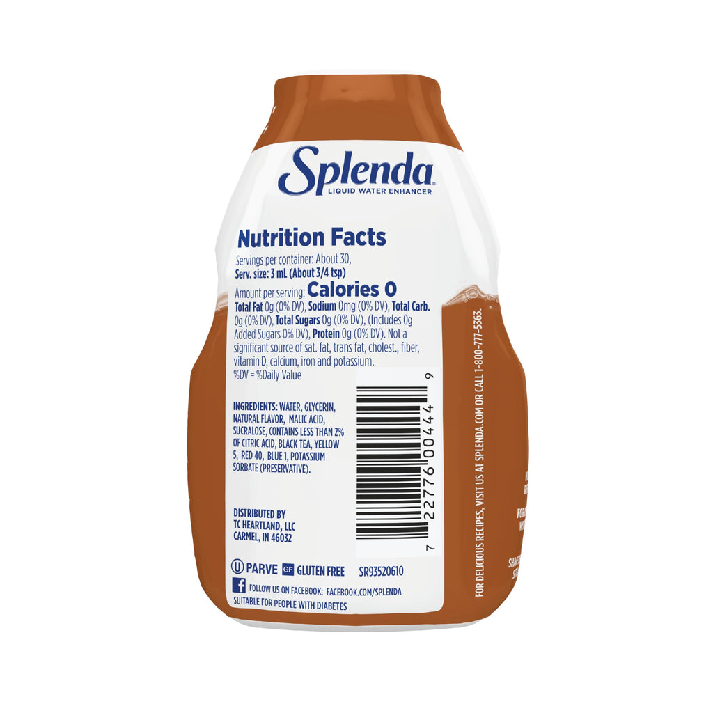 SPLENDA Liquid Water Enhancer Drops, Sugar Free, Zero Calorie, Natural Flavor, Concentrated Drink Mix, 3.11 Fl Oz Each Bottle (Sweet Tea, 2 Pack)