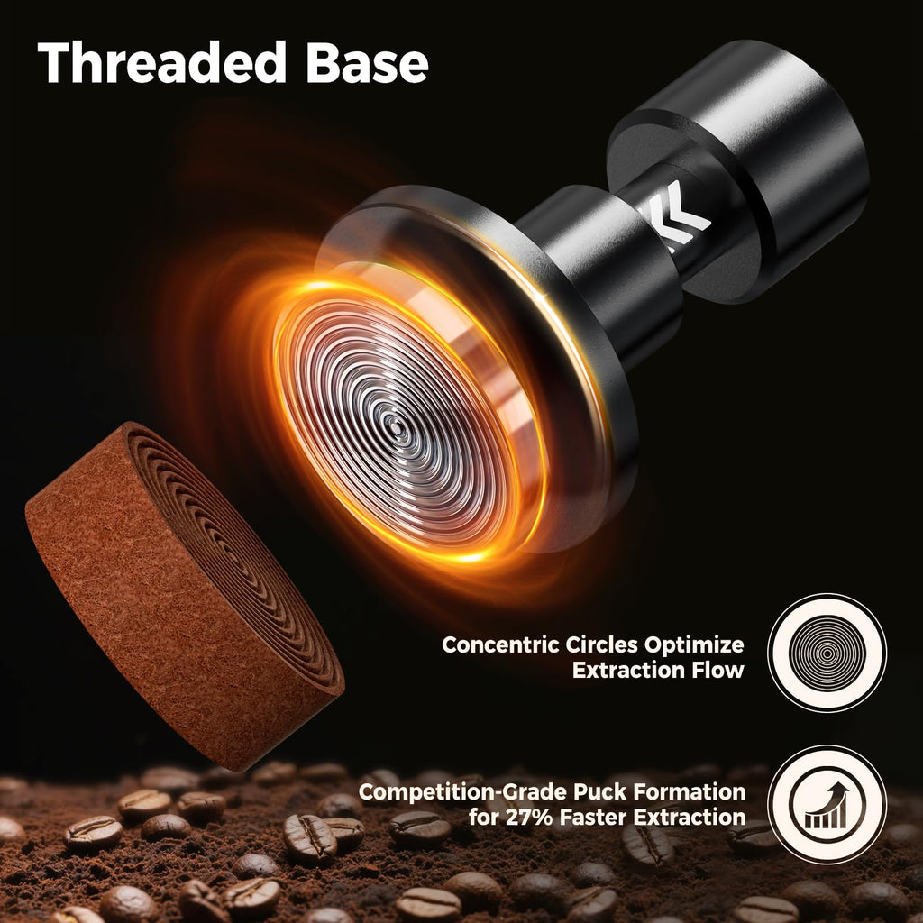 IKAPE 53.3MM V6 Impact Espresso Tamper with Sound Feedback, 15lb/30lb Interchangeable Springs, Espresso High Tamper with Triple-spring System, Fits 54mm portafilters