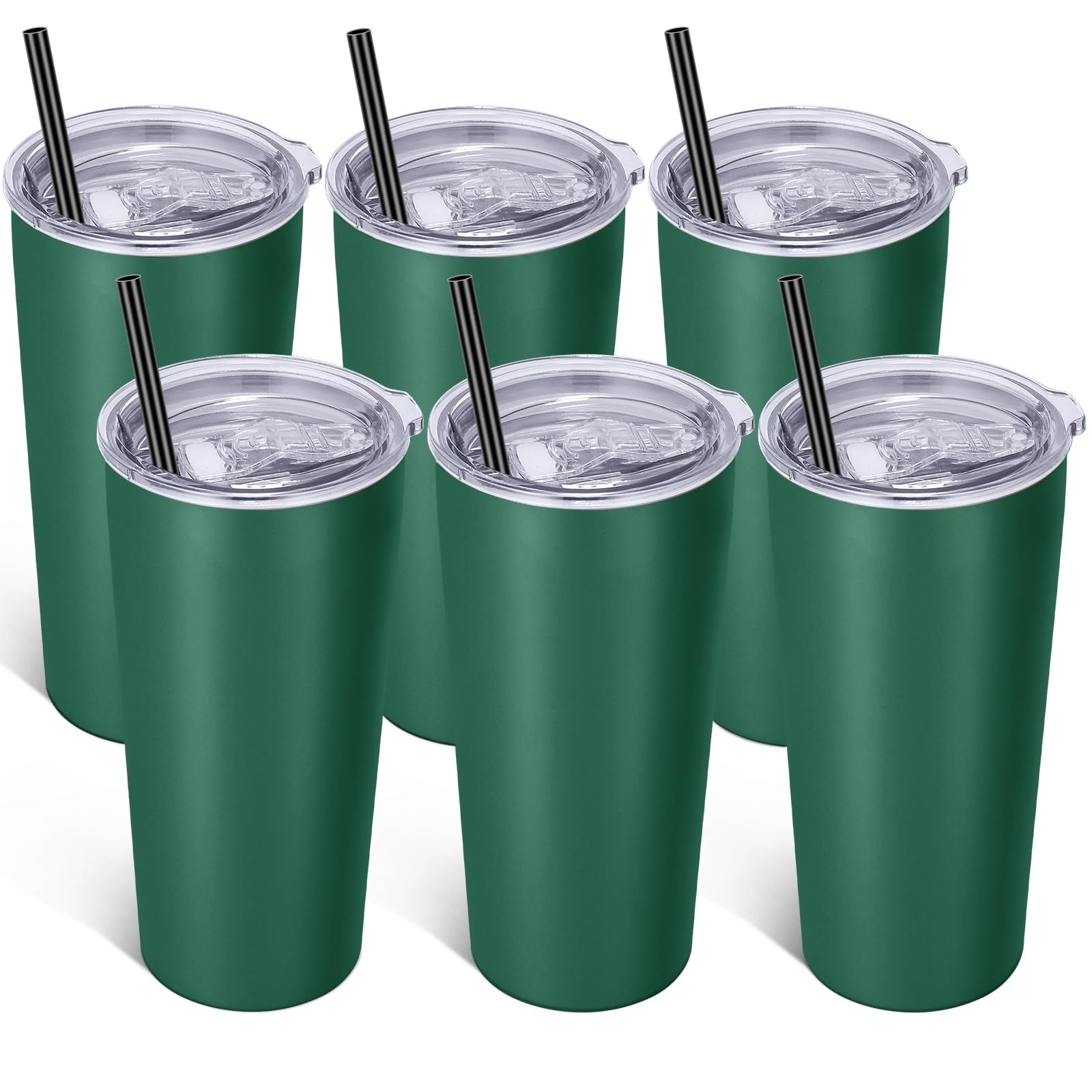 VEGOND 20oz Tumbler Stainless Steel Tumbler with Lid And Straw Vacuum Insulated Double Wall Travel Coffee Mug(dark green package 6)