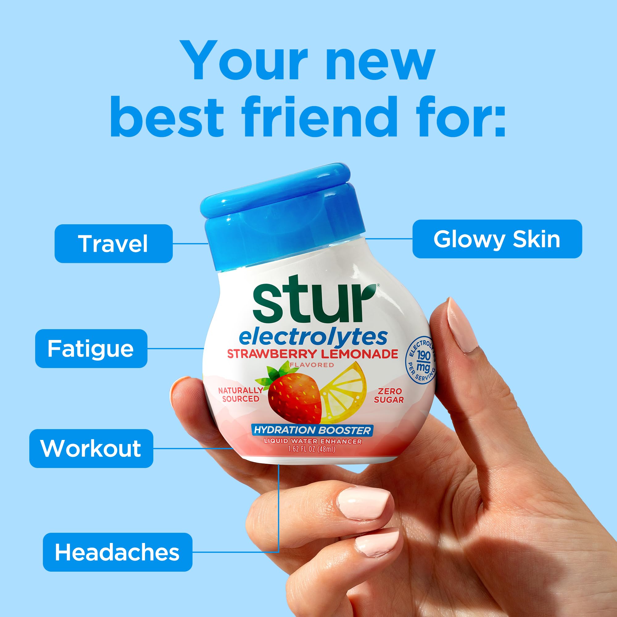 Stur Electrolyte Water Enhancer | Sweetened with Stevia | High in Antioxidant Vitamin C | Sugar Free | Zero Calories | Keto | Vegan | 5 Bottles, Makes 90 Drinks (Black Raspberry)