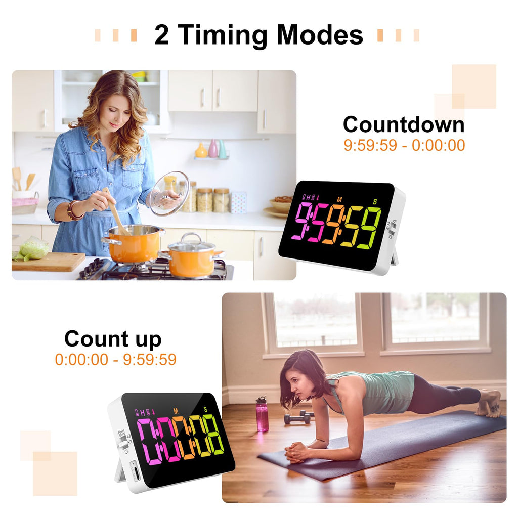 PERSUPER Kitchen Digital Timer, Count Down Up, Rechargeable, Vibration Mode