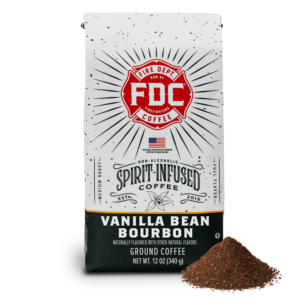 Fire Department Coffee Vanilla Bourbon Infused Ground Coffee - 12 oz