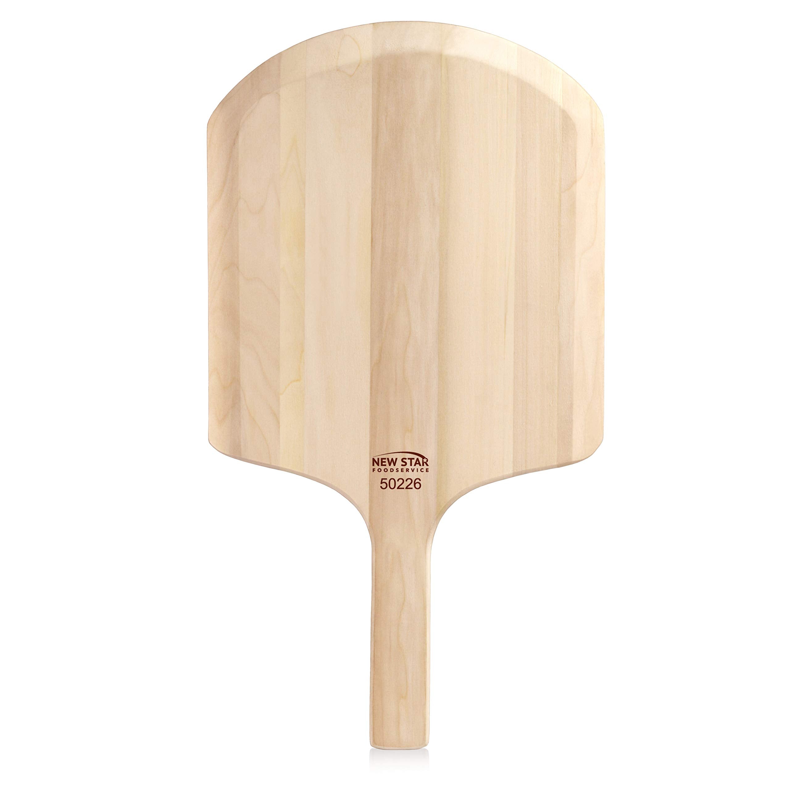 New Star Foodservice 50226 Restaurant-Grade Wooden Pizza Peel, 14" L x 12" W Plate, with 8" L Wooden Handle, 22" Overall Length
