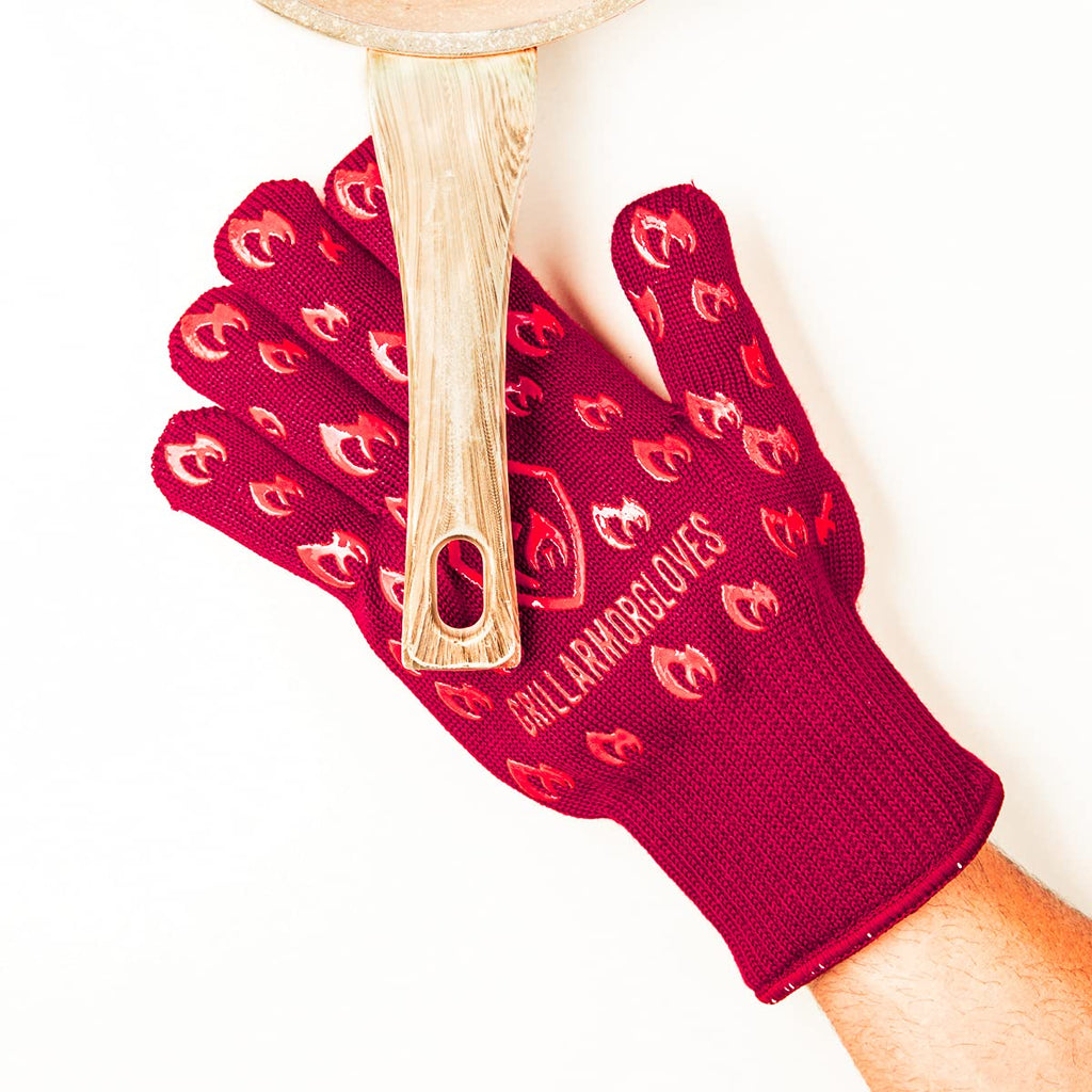 Grill Armor Oven Gloves with Fingers – 932°F Heat, Fire & Cut Resistant Mitts for BBQ, Grill, Cooking, Grilling, Baking, Smoker & Fire Pit