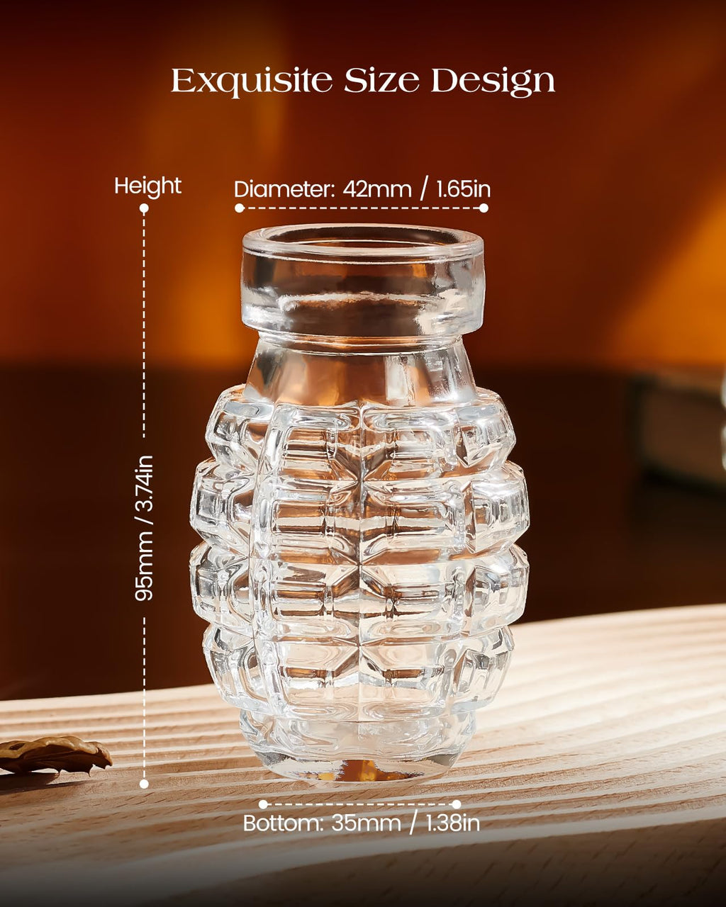 Kollea Grenade Shaped Shot Glass Set, 4 Pcs 3.7 Oz Heavy-Base Cups