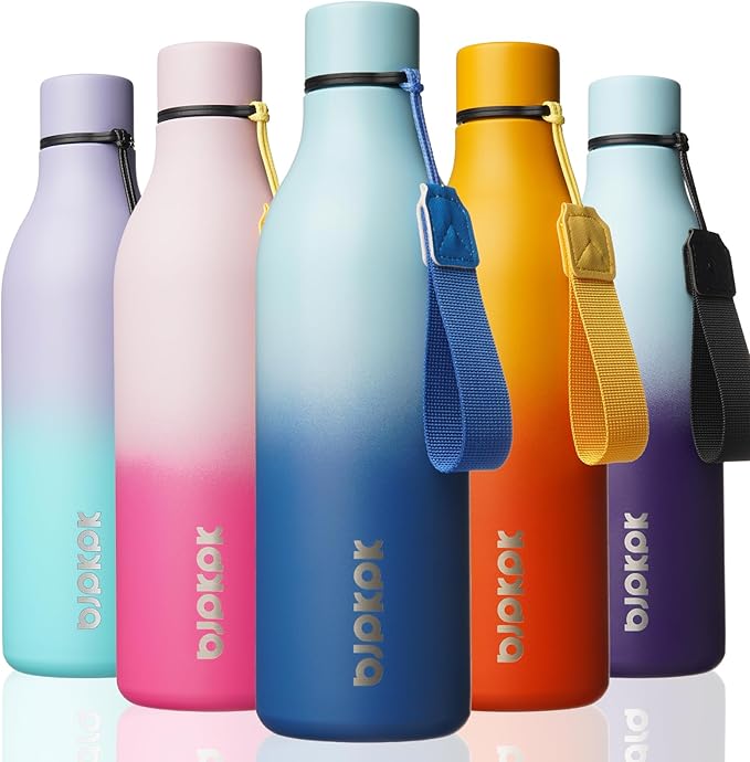 BJPKPK 18oz Insulated Water Bottle, Stainless Steel Bottle with Carry Strap