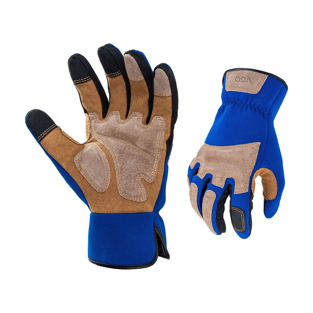 Vgo... 1-Pair Gardening Gloves Men, Safety Work Gloves, Puncture-proof, Thornproof, Touchscreen (Blue,M,SL7475)