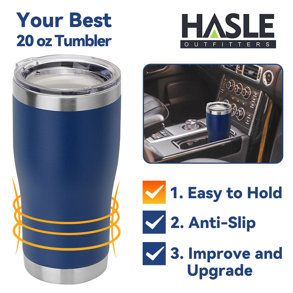 HASLE OUTFITTERS 20 oz Tumbler Bulk, Stainless Steel Tumblers with Lid, Vacuum Insulated Tumbler, Double Wall Powder Coated Cup, coffee mugs, Navy Blue, 1 Pack