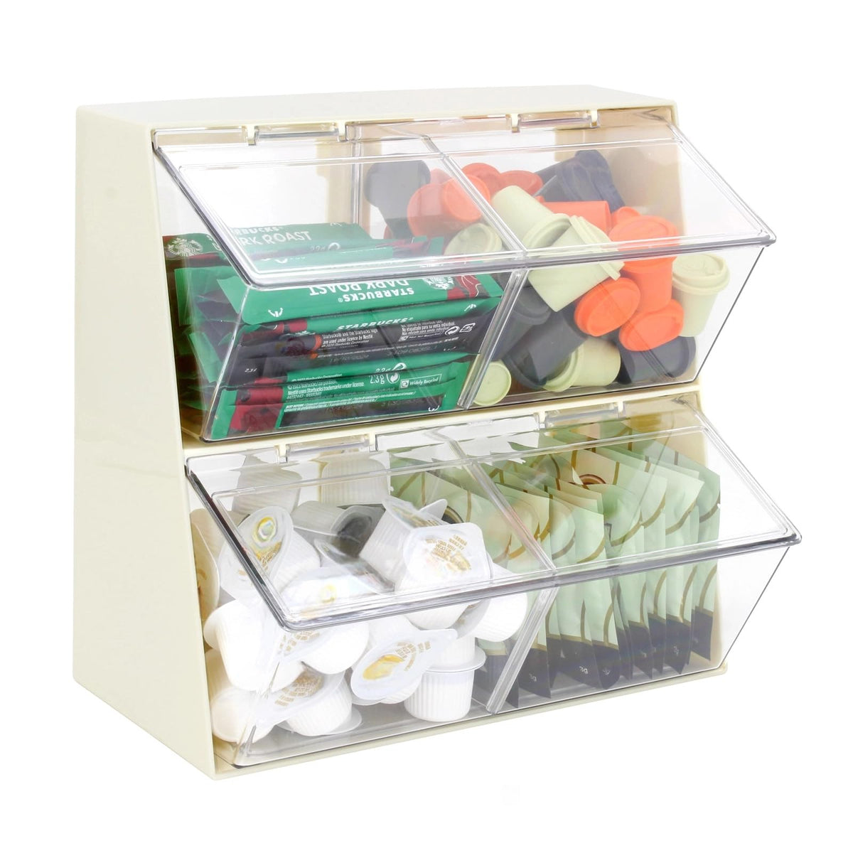 2 Pack Coffee Pod Holder K Cup Storage Organizer for Home Office Bar Countertop Organiser Storage Bins for Coffee Station Counter Container for Tea bag Sugar Creamer Filter Green