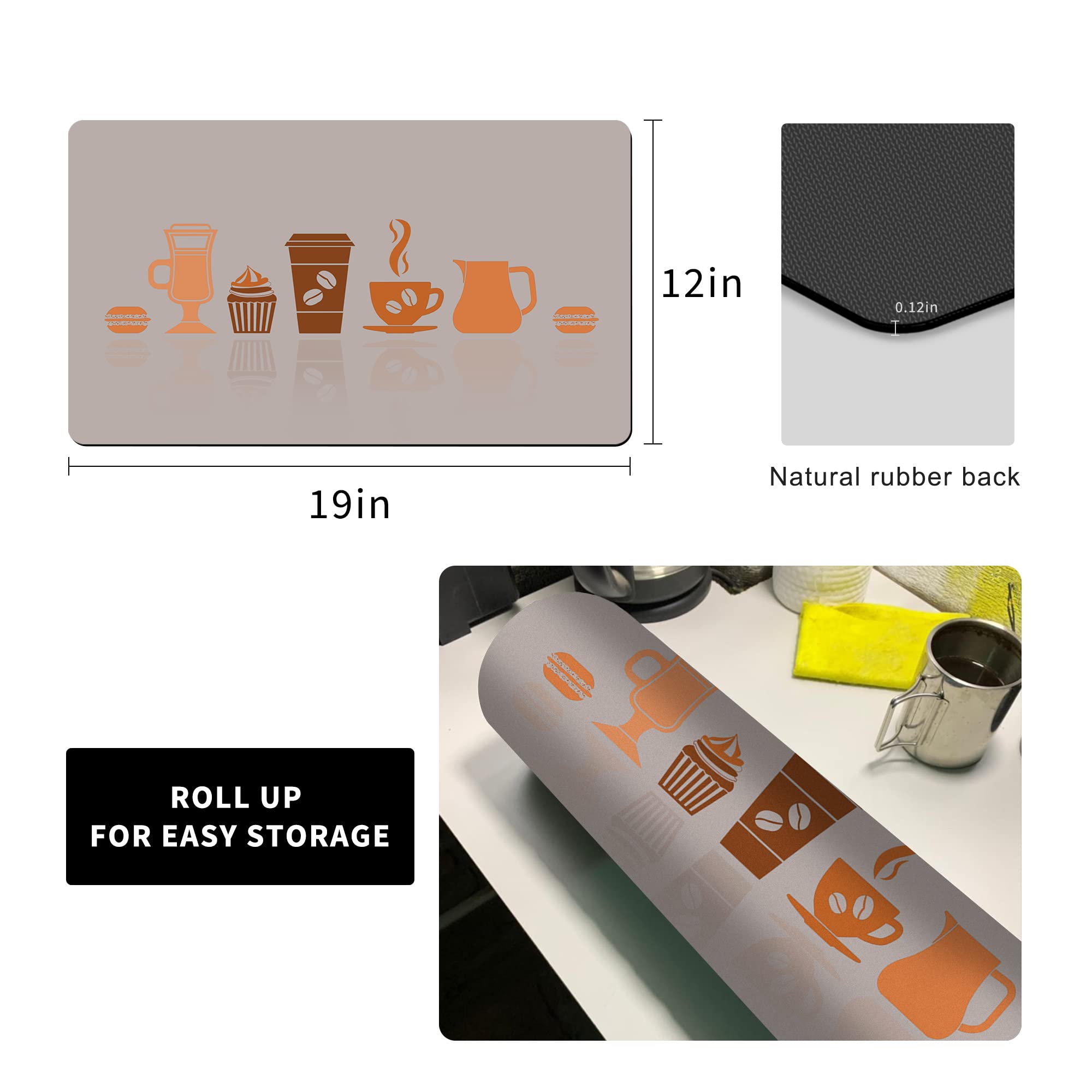 Golener Thick Coffee Maker Bar Mat Countertop,Quick dry mat,Bar Drying Mat,Coffee Bar Tray for Countertop,Coffee Nook Mat,Spill Mat