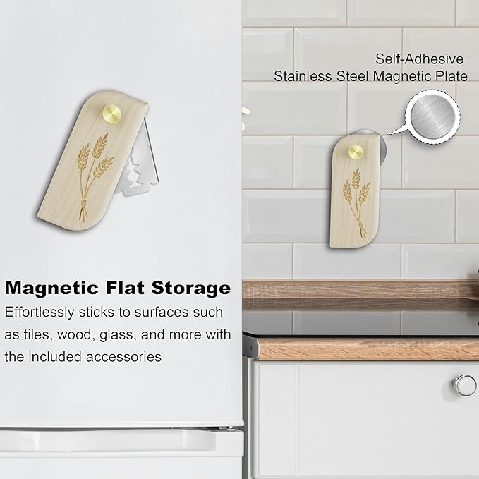 Magnetic Bread Lame Sourdough Scoring Tool Easy Scoring Knife for Bread Baking Scorer Cutter for Homemade Slashing with 10 Razor Blades - Storage Bag Included - Ergonomic Handle - Maple