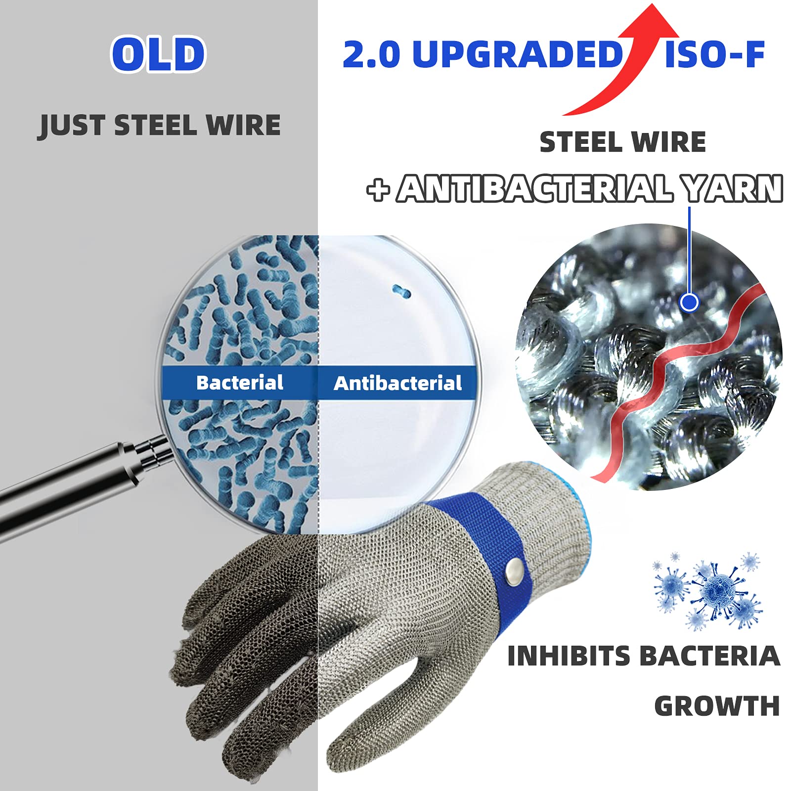 Schwer ANSI A9 Cut Resistant Glove, Food Grade Stainless Steel wire Mesh Metal Gloves, Knife Cutting Gloves for kitchen Mandoline Slicing Butcher Meat Cutting Oyster Shucking Fish Fillet（XL, 1 PCS）