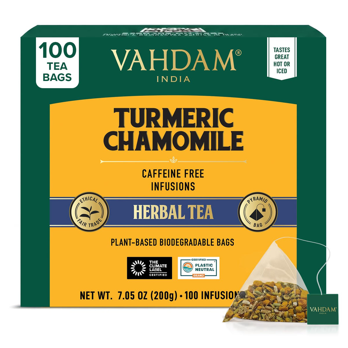 VAHDAM Earl Grey Tea Bags (100 Count)Bergamot Black Tea in Pyramid Tea Bags