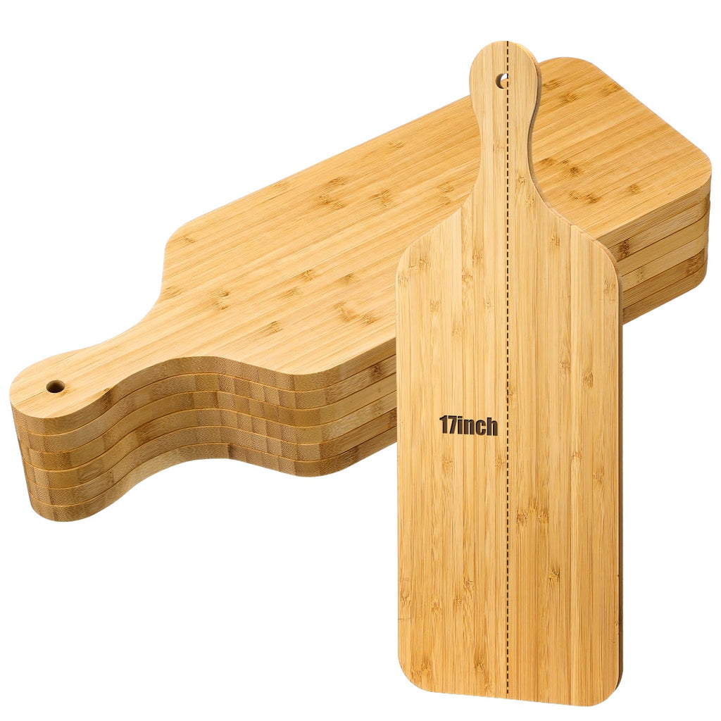 Lounsweer 6 Pcs Thicken Cutting Board Bulk Wood Board for Chopping Serving Charcuterie Material for Laser Engraving Mother' Day Wedding Housewarming Gift(Bamboo,17 x 6 Inches)
