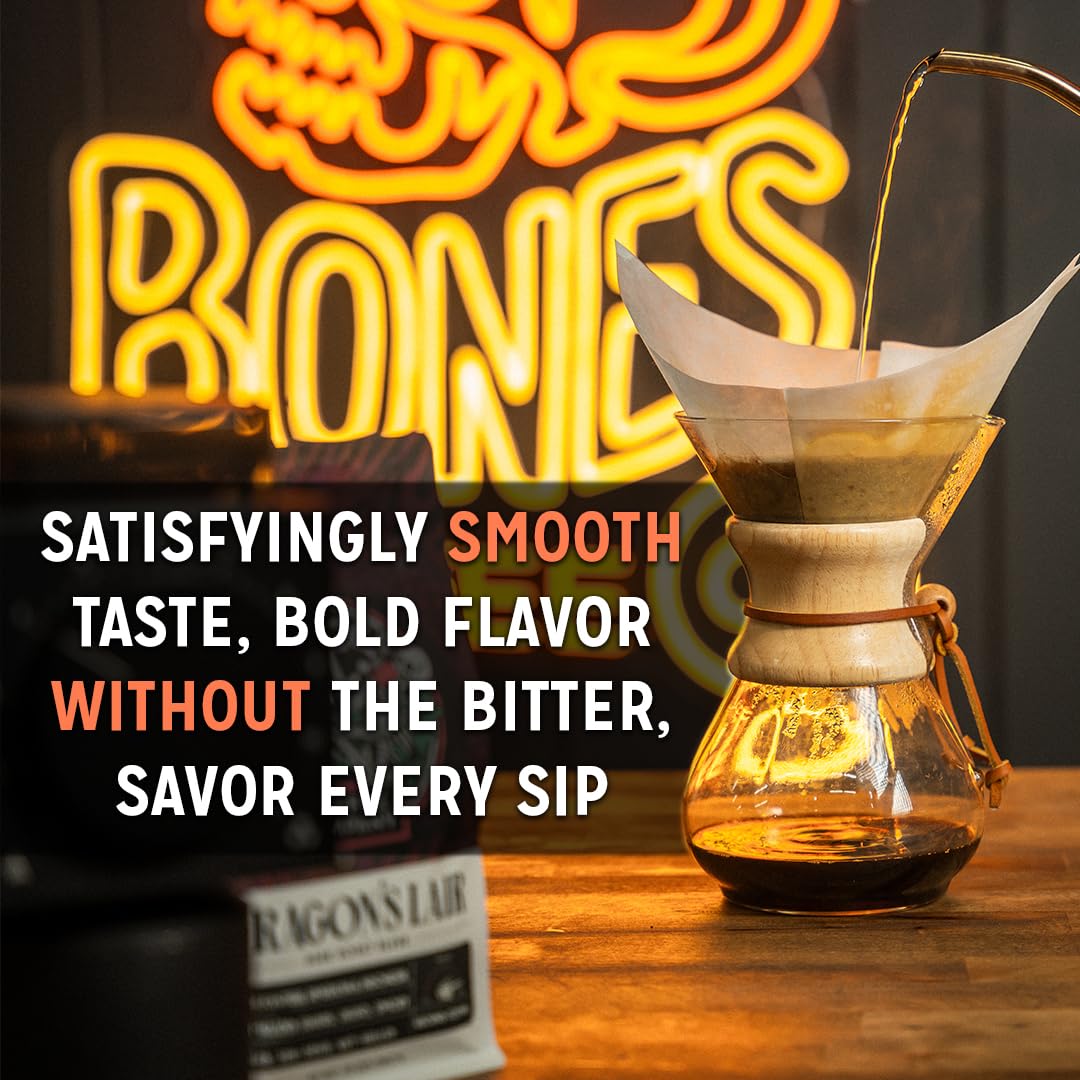 Bones Coffee Company Cookies 'N Dreams Cookies and Cream Flavored Coffee, Medium Roast Low Acid Arabica Beans Compatible with Auto drip and French Press Coffee Maker, 12 Oz Ground