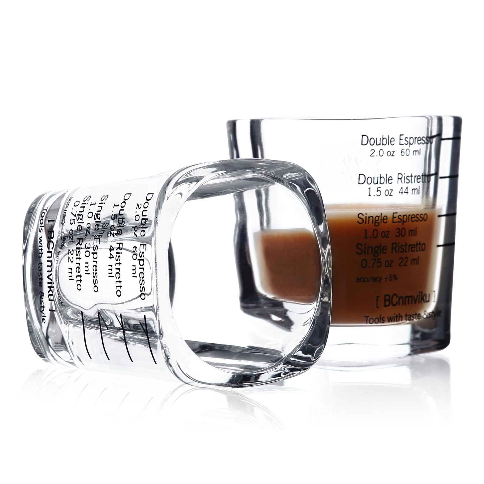 NCnnwovf Espresso Shot Glasses, 26-Incremental Measurement, 2 OZ / 60ML (Sturdy-2 pack)