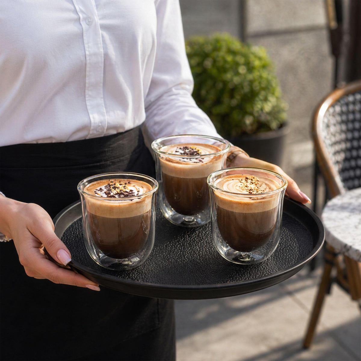 Restaurantware Coffee Cup 2 Pack of 6.8 oz Insulated Double-Wall Glass Borosilicate Coffee Cup Espresso Shot Dishwasher Safe For Hot Drinks