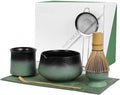 ZENS Matcha Whisk Set, 7pcs Matcha Kit Set with Ceramic Bowl and Matcha Cup, Bamboo Whisk & (Chasen Holder) Sifter, Scoop -Tea Towel, Japanese Chawan for Matcha-Making, Sage Green