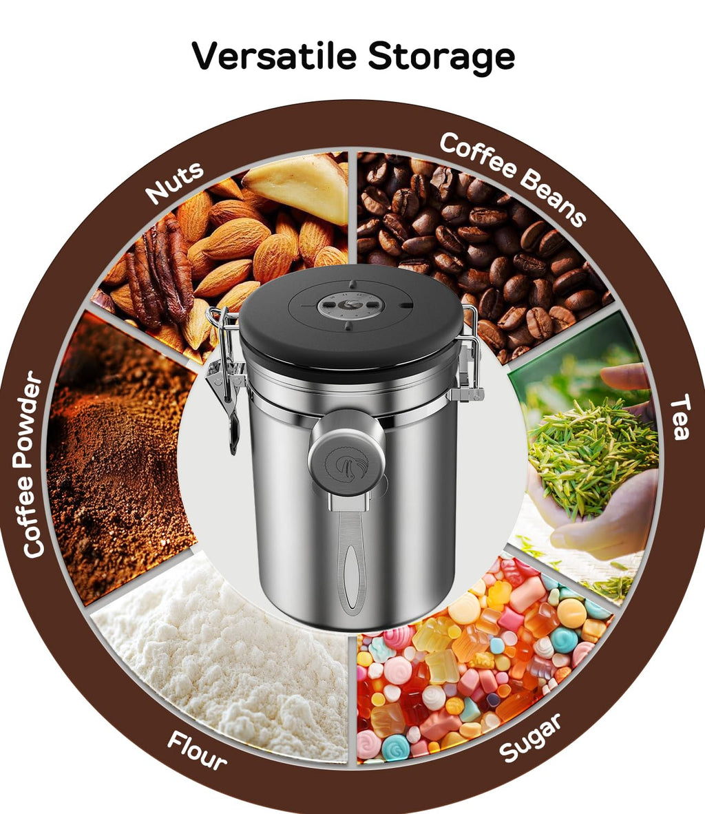 Coffee Gator Coffee Canister, 22oz Airtight Stainless Steel Container