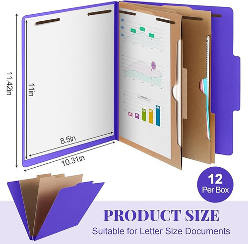 12 Pcs Skyygemm Classification Folder Letter Size, 2 Pocket File,Purple