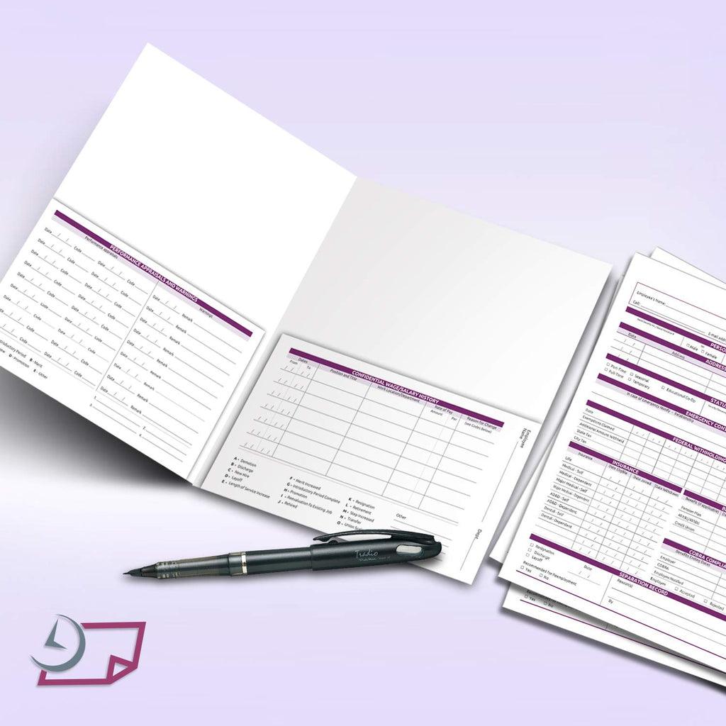 NextDayLabels Employee Record Personnel File Folders, Made in USA, 25-Pack
