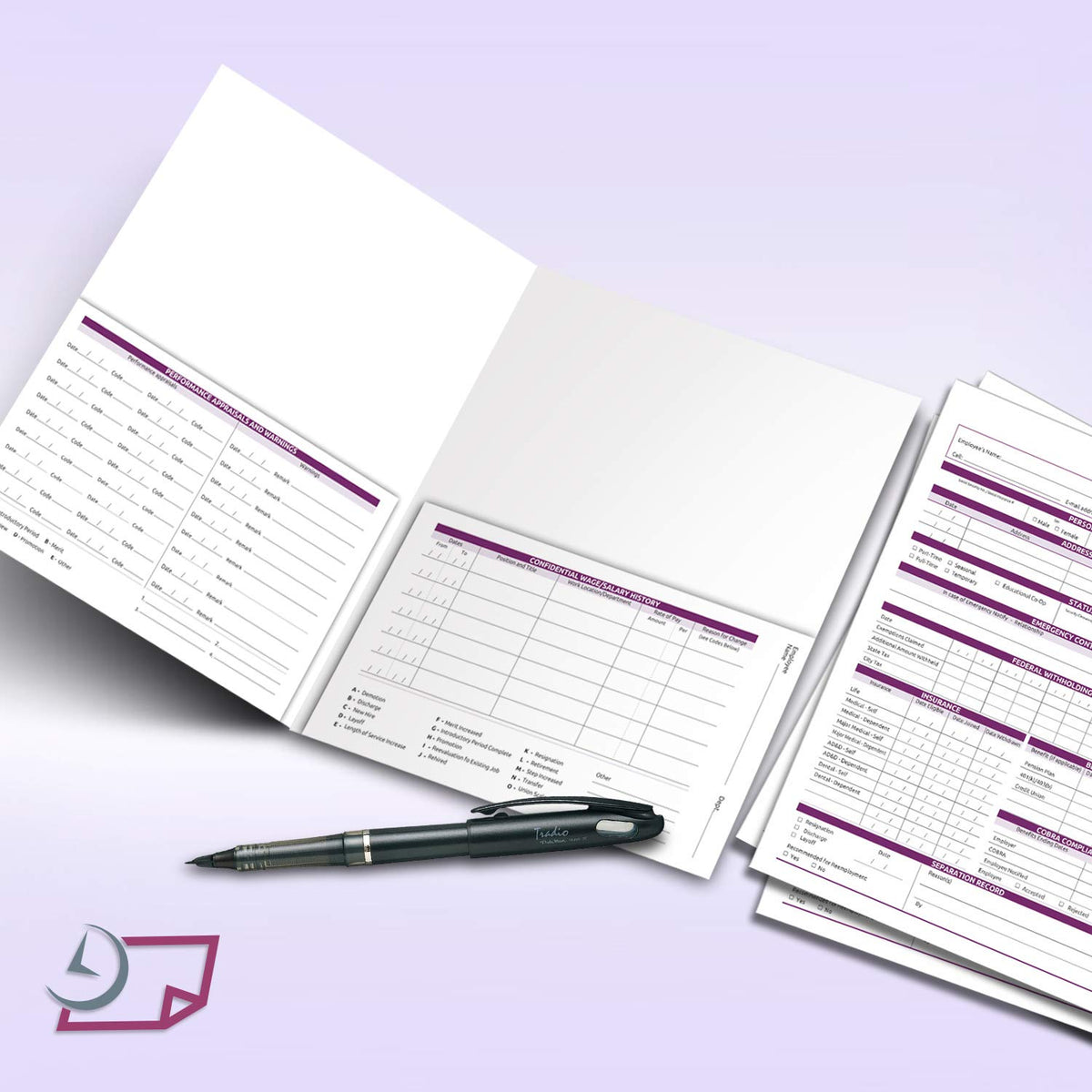 NextDayLabels Employee Record Personnel File Folders, Made in USA, 25-Pack