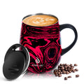 Ideus 16 oz (470 ml) Insulated Coffee Mug with Handle and Lid, Double Wall Stainless Steel Vacuum Thermal Coffee Mug, Travel Coffee Cup Thermal Cup for Home and Office (Red Zebra)