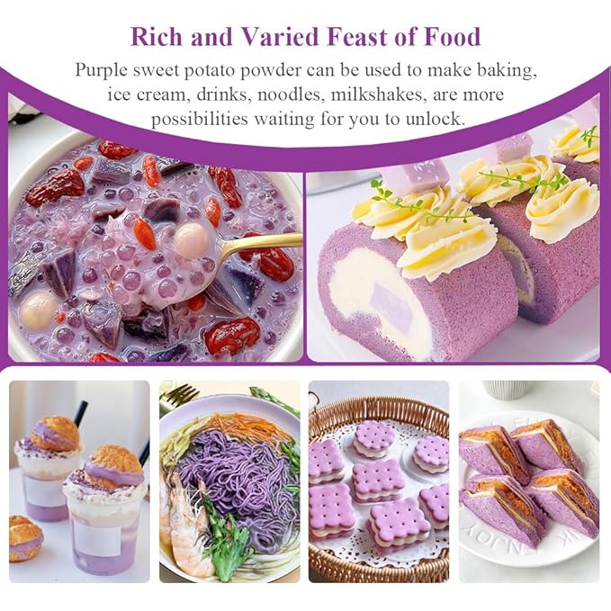 Fraunitsh Purple Sweet Potato Powder 7oz | Ube Powder | Natural Purple Yam Food Coloring for Baking Smoothies Dinks & Recipes | No Additives (7oz)
