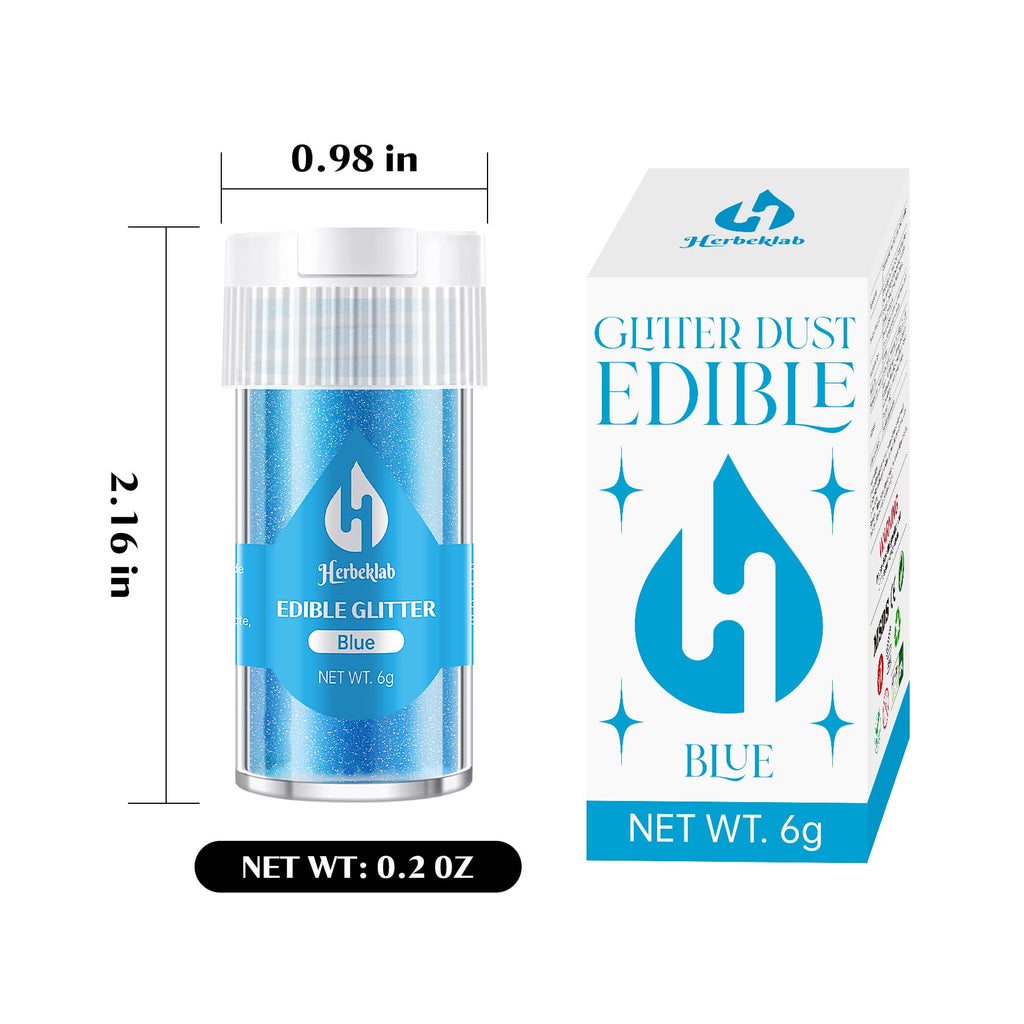 Blue Edible Glitter – 6g Luster Dust Drink Glitter, Food Grade Shimmer Powder for Cocktails, Cakes, Beverages, Chocolate & Candy