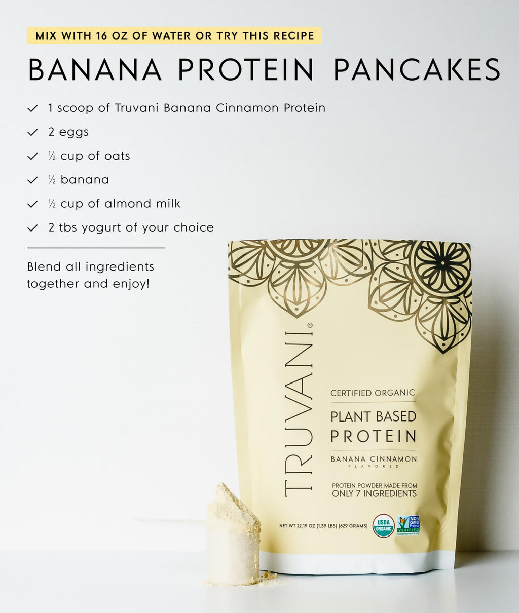 Truvani Organic Plant Based Protein Powder | Banana Cinnamon | 10 Servings