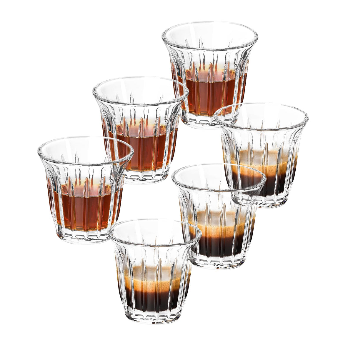 MHW-3BOMBER Espresso Coffee Glasses Set of 6 Drinking Glasses 8.1OZ Latte Glasses for Beverage, Water, Whiskey, Juice, Cocktail, Beer G6195-OS