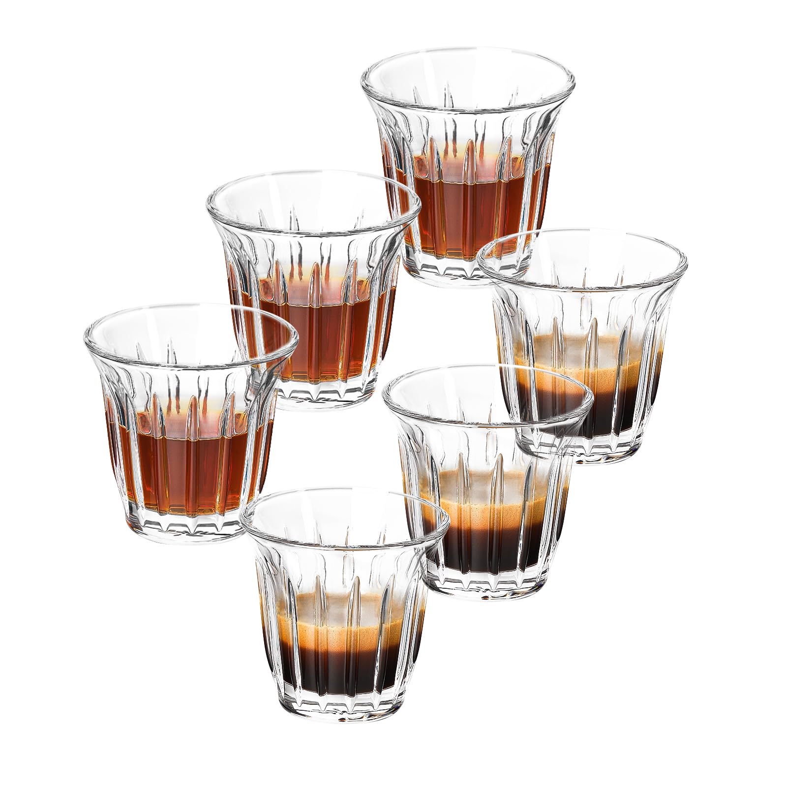 MHW-3BOMBER Shot Glasses Set of 6 Small Glass Cups 3OZ Latte Glasses for Espresso, Whiskey, Vodka, Spirits & Liquors G6190-OS