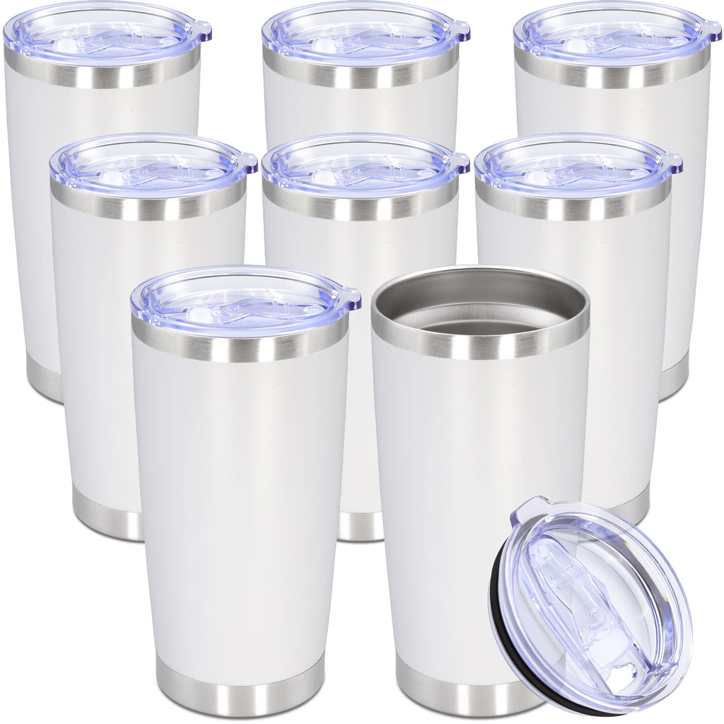 20oz Tumbler Stainless Steel Tumbler Coffee Tumbler with Lid White, 8P