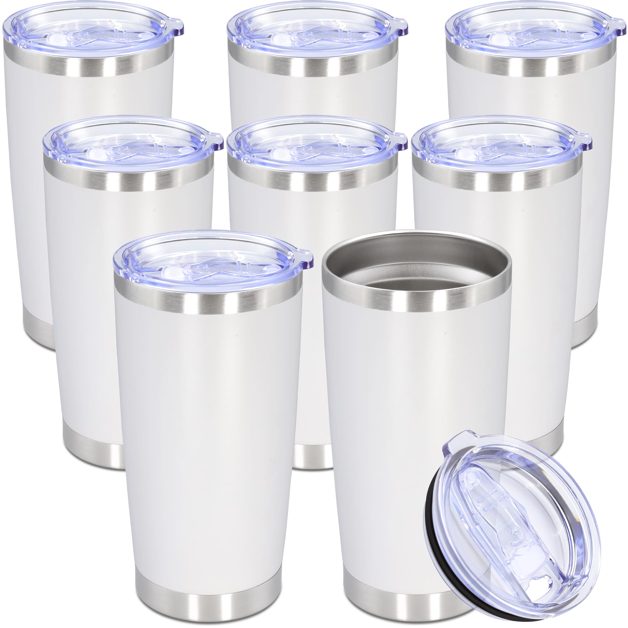20oz Tumbler Stainless Steel Tumbler Coffee Tumbler with Lid White, 8P