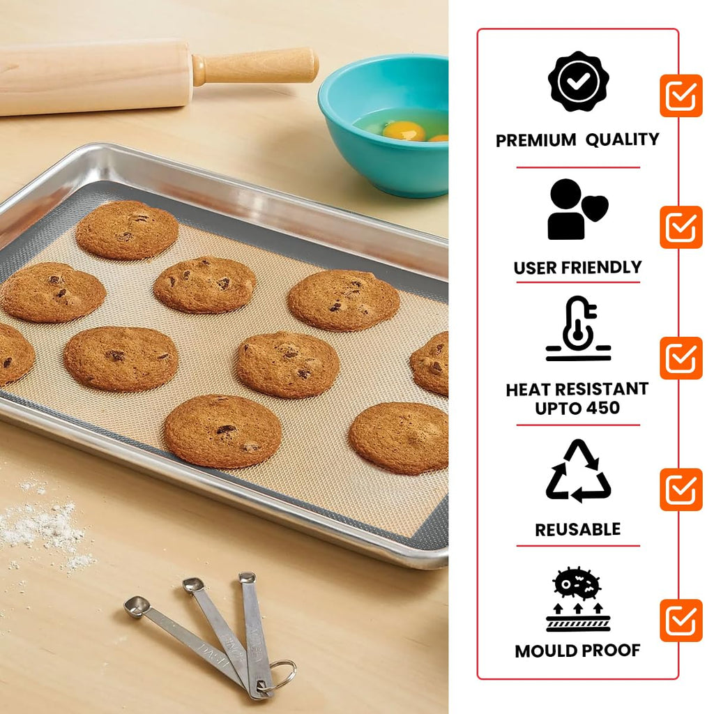 Silicone Baking Mat - 2 Pack Reusable Silicone Baking Sheet Liner for Oven - Half Sheet Nonstick Mat 16.5"x11.6" for Bread, Dough, Macaron, Cookie Cooking Liners for Kitchen Counter Bakery Supplies