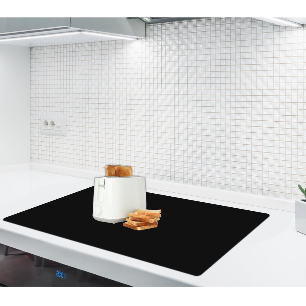 2MM Thick Silicone Countertop Mat, 23.6"x 23.6" Silicone Mats for Kitchen Counter, Nonslip Heat Resistant Mat, Large Kitchen Counter Mats, Waterproof Countertop Protector, Black