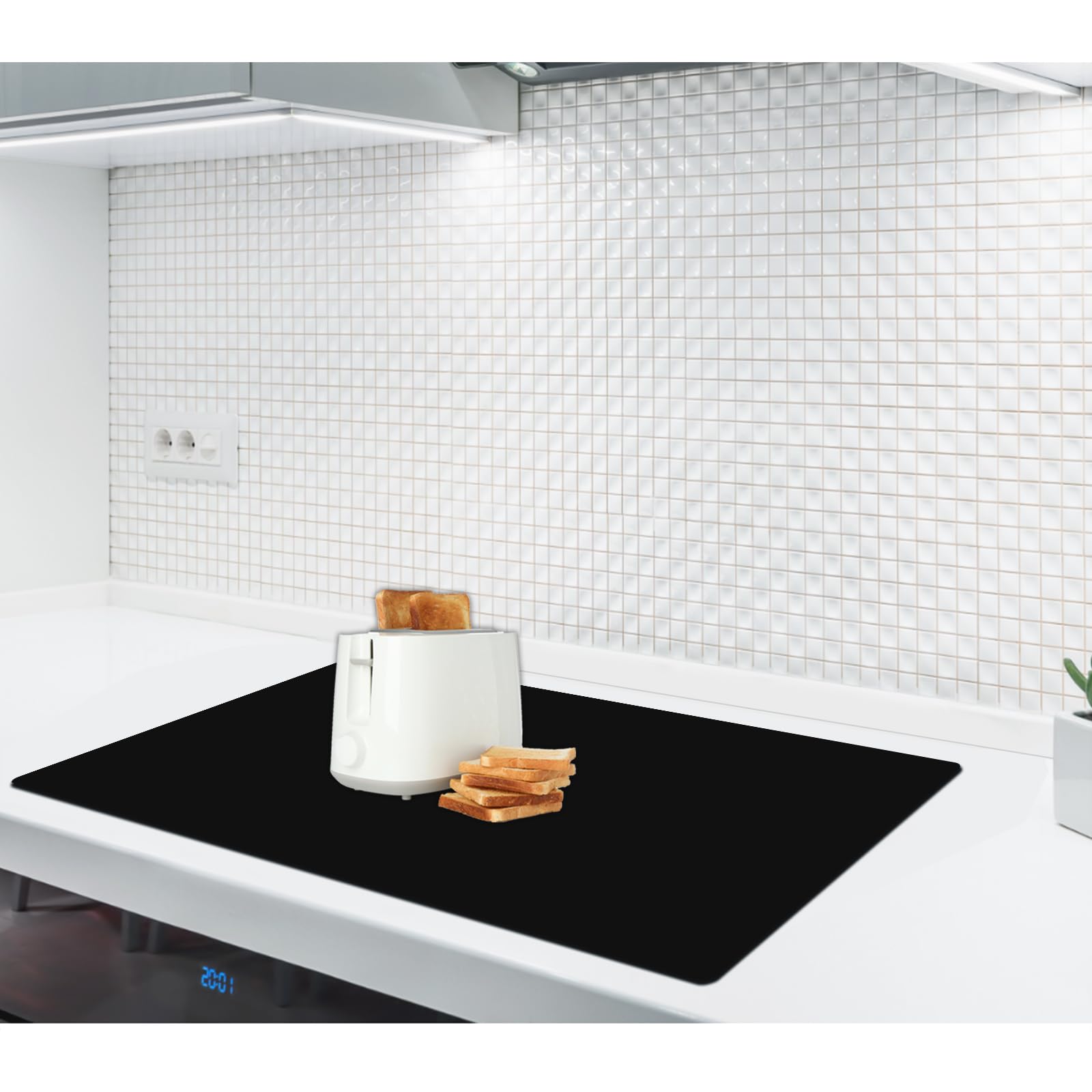 2MM Thick Silicone Countertop Mat, 23.6"x 23.6" Silicone Mats for Kitchen Counter, Nonslip Heat Resistant Mat, Large Kitchen Counter Mats, Waterproof Countertop Protector, Black