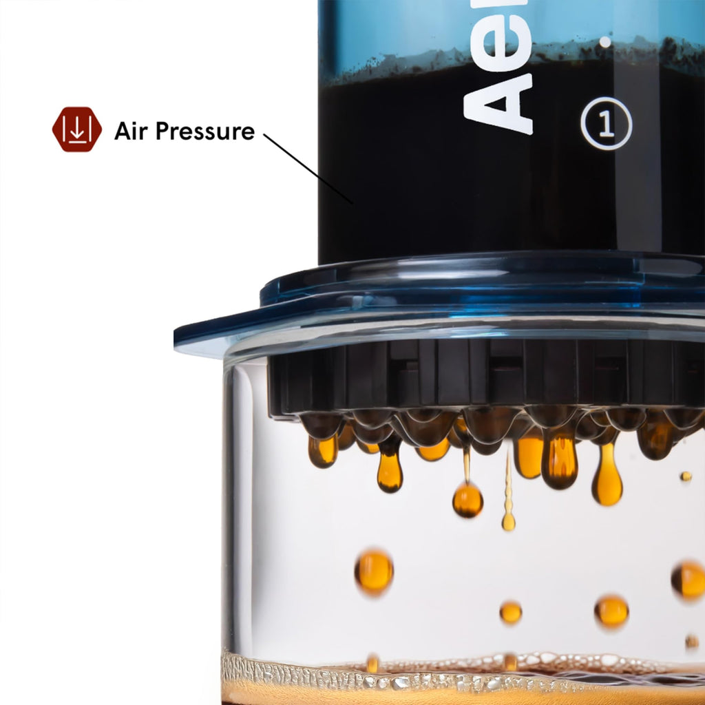 AeroPress Clear Blue Coffee Press, French Press, Pour-Over & Espresso Style