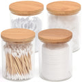 BKYFPQ 4 Pack Glass Qtip Holder Dispenser for Cotton Ball,Swab,Pads,Floss