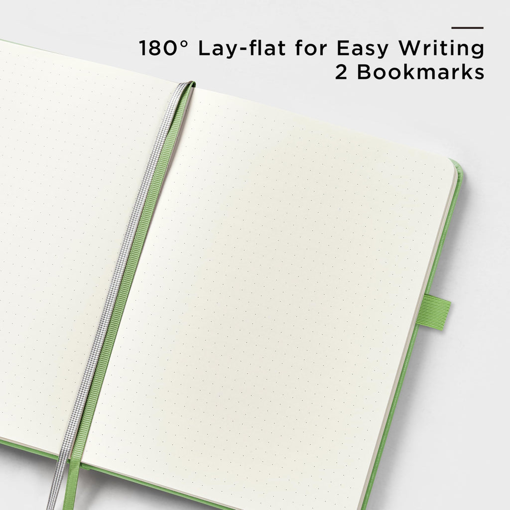 &And Per Se Dotted Journal Notebook, A5 Hardcover Leather Dotted Journal, 160 Pages 100gsm Thick Dot Grid Paper, 3 Sheets of Stickers Included - 5.7'' x 8'' (Pastel green)