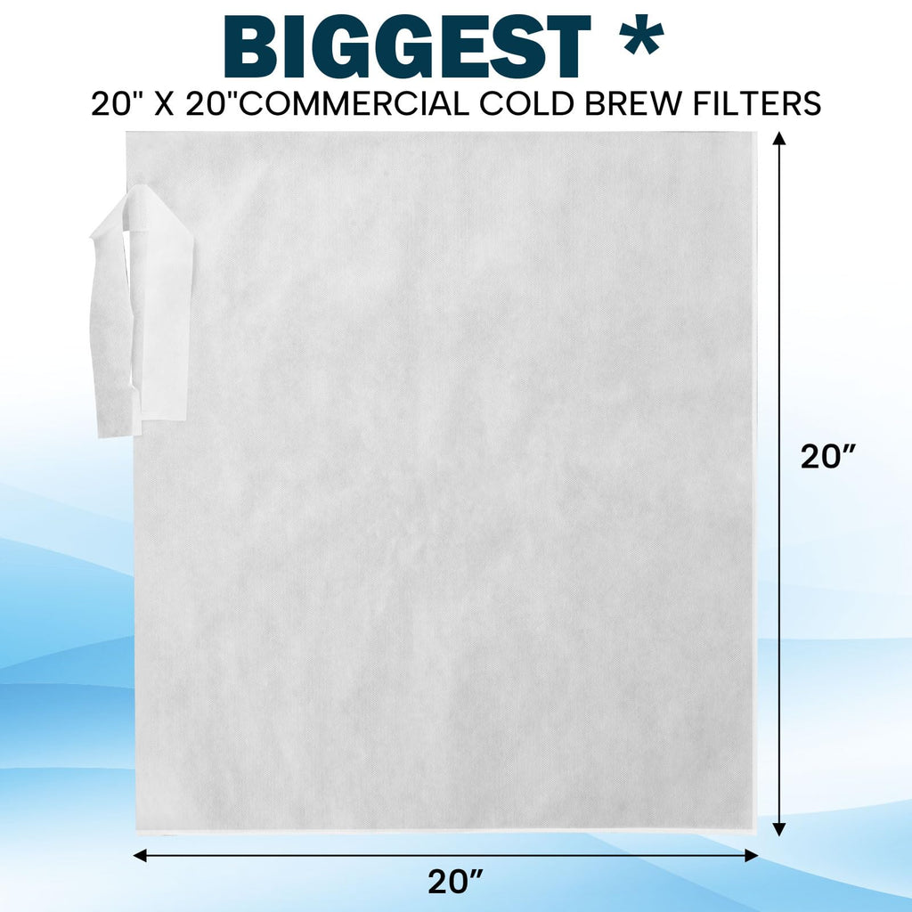 50 Piese Cold Brew Coffee Filters with Drawstring, 20" X 20" Commercial Cold Brew Bags for Commercial Model Cold Brew Coffee Makers and 5 Gallon Systems, Brew Up To 5 LBS Coffee