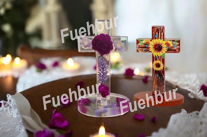 【300+ Design Optional】 Fuehbur Cross with Base Resin Silicone Large Freshie Mold for Aroma Beads DIY Hanging Candles Decoration Crafting Blessed Cross Gift【Mold Depth: 0.89 in】