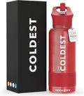 Coldest Insulated Water Bottle with Straw Lid - Stainless Steel Metal Insulated Bottle for Men & Women (Mars Red Glitter, 32 oz)