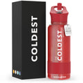 Coldest Insulated Water Bottle with Straw Lid - Stainless Steel Metal Insulated Bottle for Men & Women (Mars Red Glitter, 32 oz)