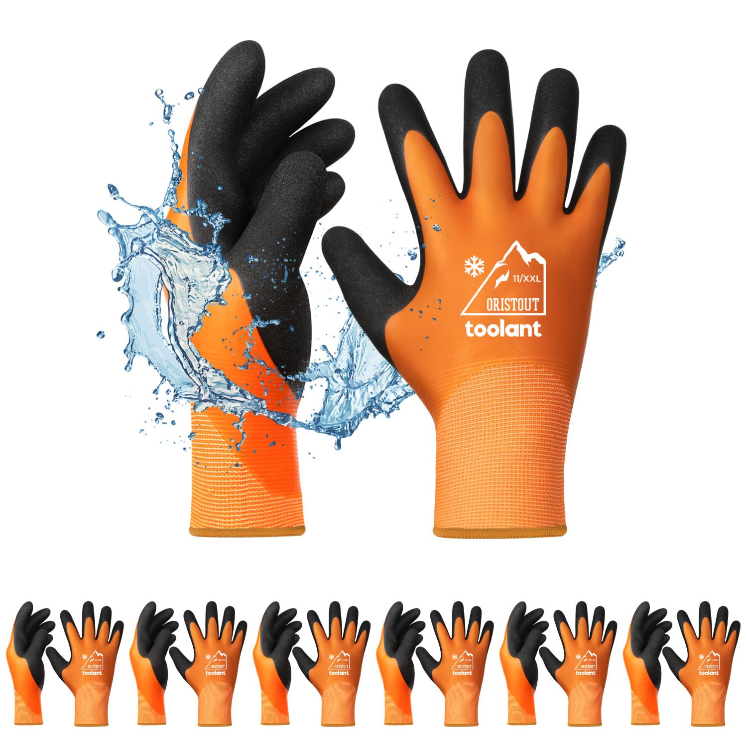 OriStout Waterproof Winter Work Gloves for Men and Women, 6 Pairs, Orange,M
